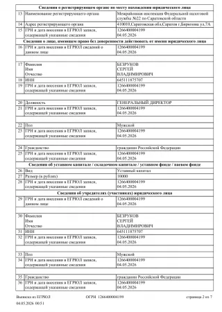 Выписка ЕГРЮЛ АгроВолгаСтрой Лист-2
